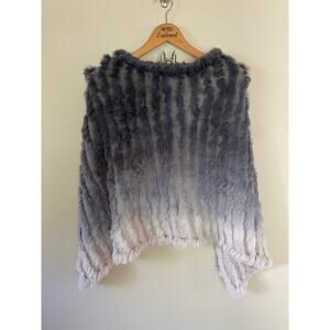 La Fiorentina Rabbit Fur Poncho One Size Ombré Brown Real Fur